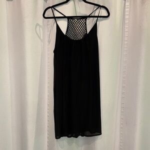 Black Sleeveless Dress with Mesh Detail